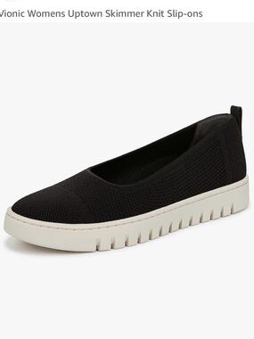 Vionic Uptown Skimmer Knit Slip-On in Black with Cream Sole - size 9 wide